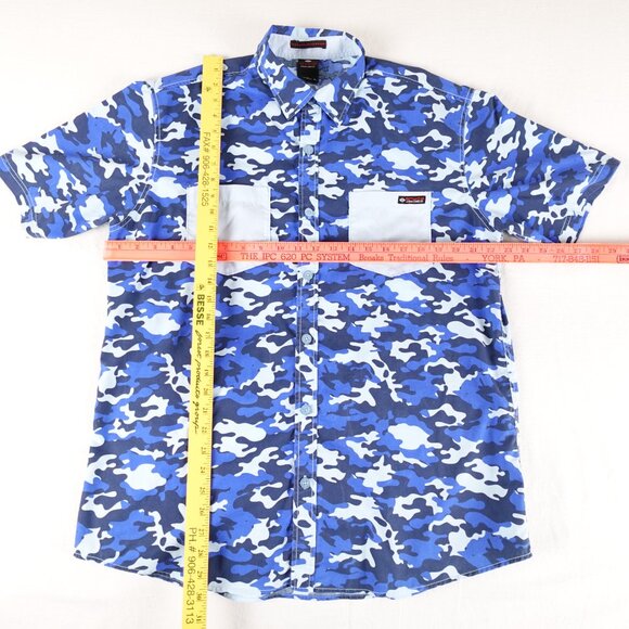 Enyce A Sean Combs Co. Blue Camo Shirt Men's Large Collared Button Up - Picture 10 of 11